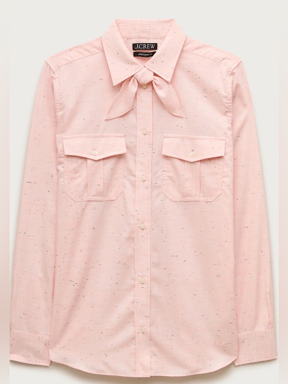 J. Crew - Jules classic fit tie-neck button down shirt in Pink Speckles - Sz 10